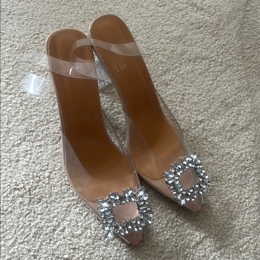 Elegant Clear Heels with Crystal Embellishments